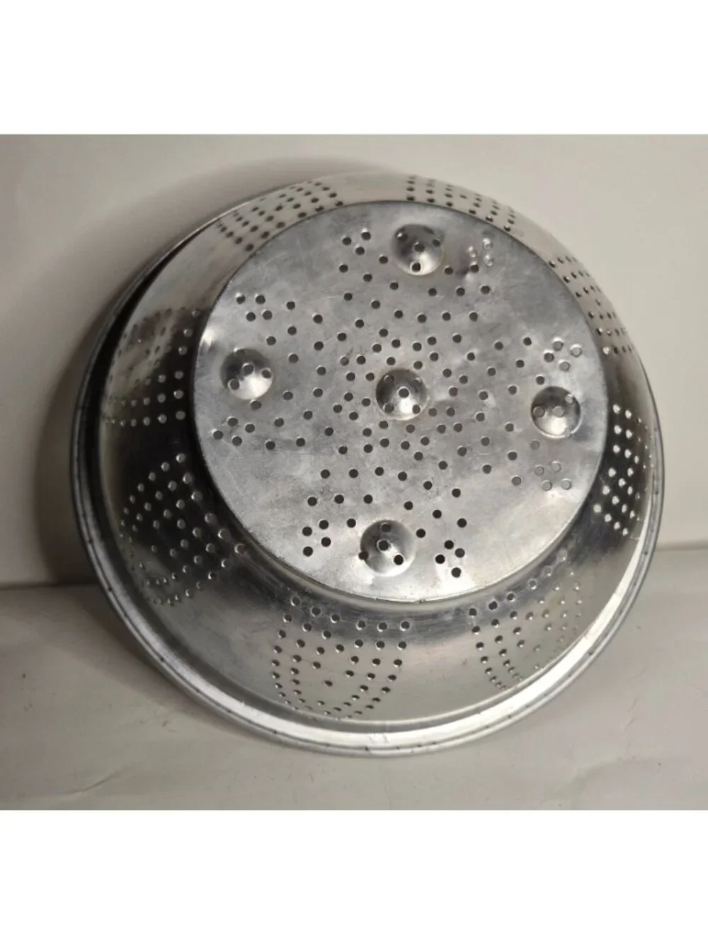 Vintage Aluminum Strainer Colander With Floral Punched Out Design Kitchen Tools